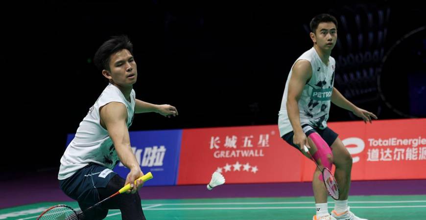 National men’s doubles pair Goh Sze Fei (R) and Nur Izzuddin Rumsani. - BERNAMApix