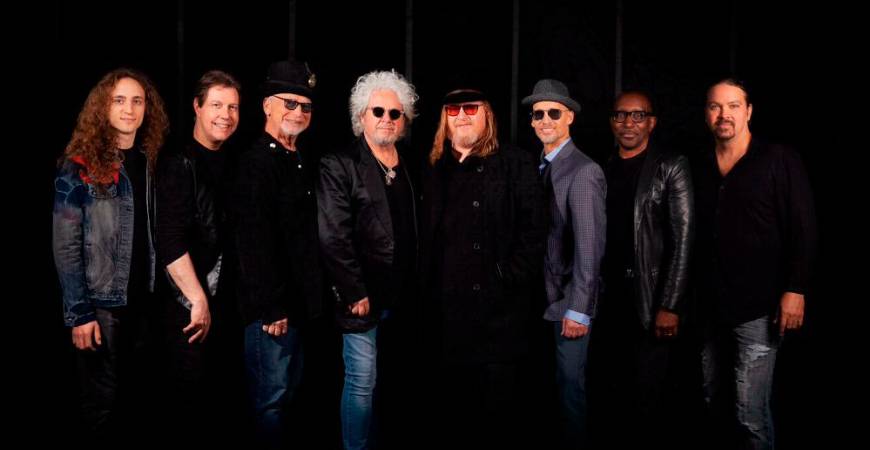 (From left to right) Atlas, Ham, David Paich, Lukather, Williams, Pierce, Phillinganes and Forrest. – PIC BY MICHELLE BRODY