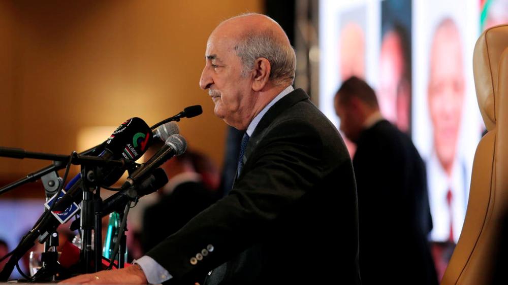 Newly elected president Abdelmadjid Tebboune talks to the press during a news conference, in Algiers, Algeria December 13, 2019. — Reuters
