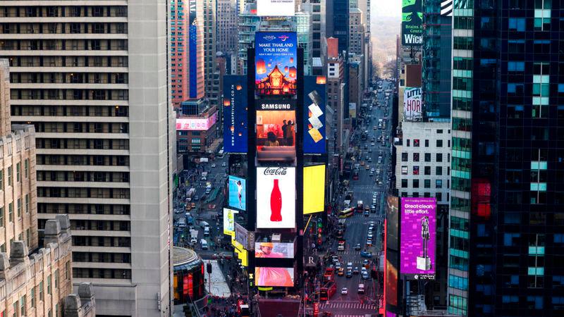 Times Square in New York City is usually a popular tourist destination, but foreign visitors may stay away in bigger numbers due to US President Donald Trump’s policies, industry experts say © CHARLY TRIBALLEAU / AFP/File