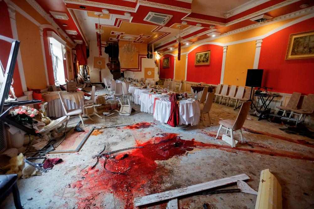 An interior view shows the damaged restaurant Shesh-Besh, where people including Russian ex-deputy prime minister and Roscosmos space agency former director general Dmitry Rogozin were reportedly injured in recent shelling, in the course of Russia-Ukraine conflict on the outskirts of Donetsk, Russian-controlled Ukraine, December 22, 2022. REUTERSPIX
