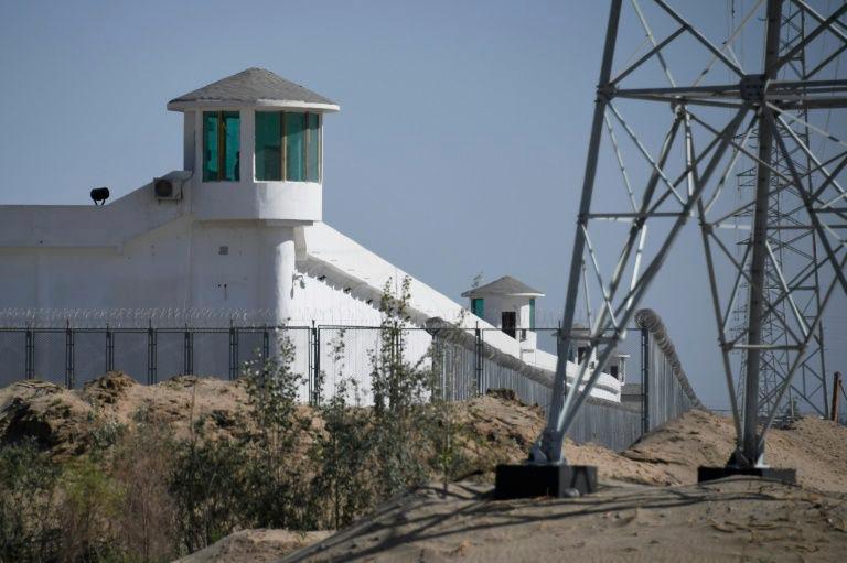 Watchtowers on a high-security facility at what is believed to be a re-education camp in China’s Xinjiang region. — AFP