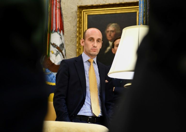 A leaked trove of emails shows senior Trump advisor Stephen Miller (pictured July 2019) appearing to promote white supremacist views. — AFP