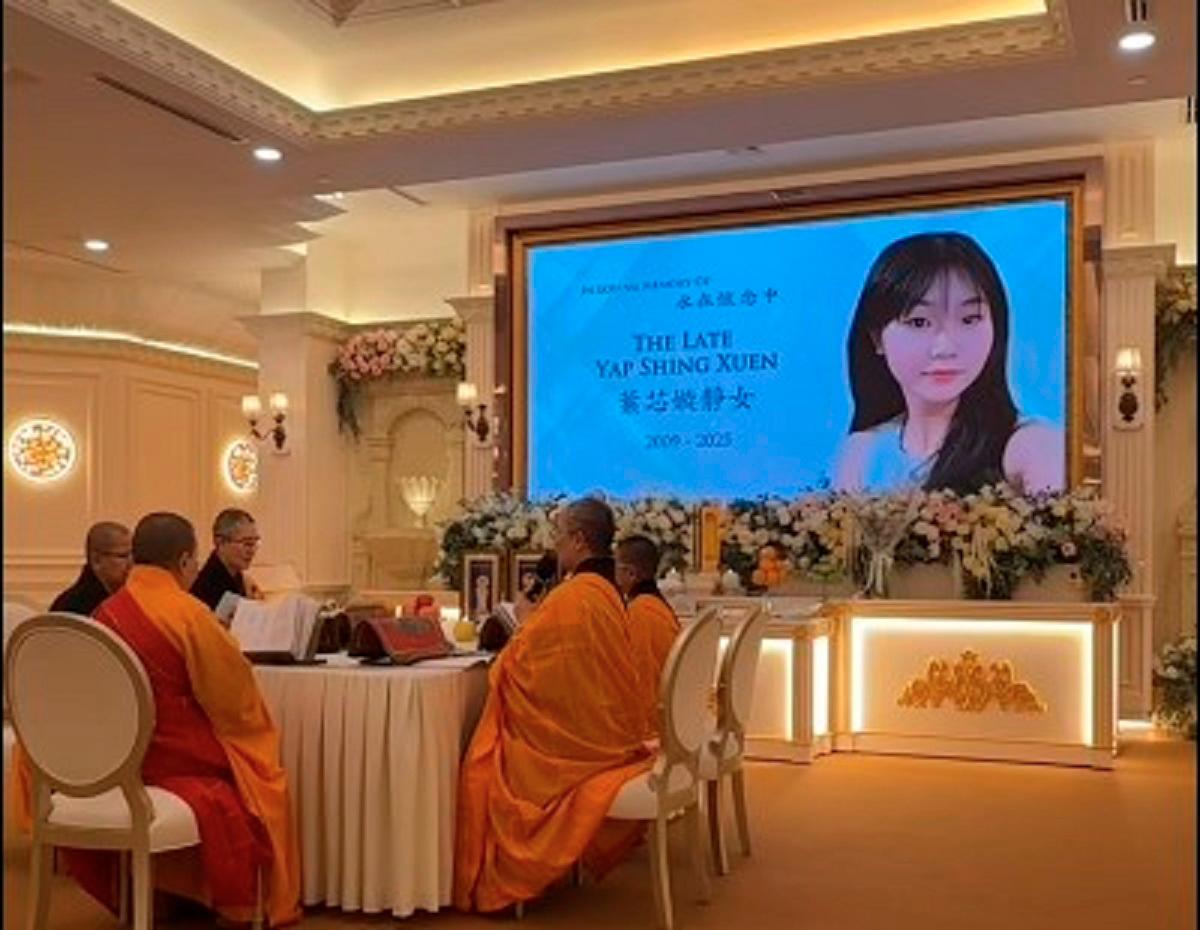 A screengrab from a video of the wake ceremony for the 16-year-old female student who was fatally stabbed in a Selangor school, posted by her mother. Credit Aapple Wong Facebook page