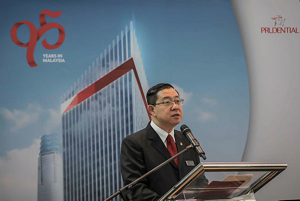 Finance Minister Lim Guan Eng speaking during the official opening of the Menara Prudential at the Tun Razak Exchange (TRX) today. — Sunpix by Adib Rawi Yahya
