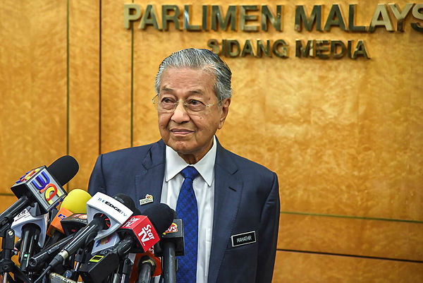 Prime Minister Tun Dr Mahathir Mohamad attends a press conference in Parliament on March 12, 2019. — Sunpix Adib Rawi Yahya