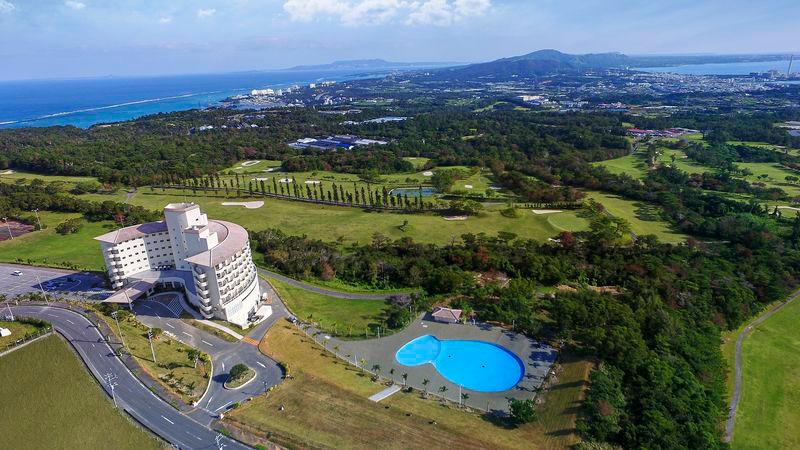 Aerial view of ANSA Okinawa Resort, soon-to-be rebranded to ANA Crowne Plaza Resort Okinawa Uruma Hills and renovated to join the IHG system by 2025.