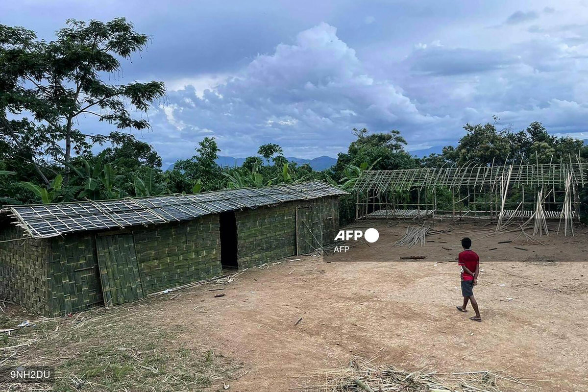 This picture taken on September 24, 2021 shows shelters for refugees at Pang village in India’s eastern state of Mizoram near the Myanmar border, after people fled across the border following attacks by Myanmar’s military on villages in western Chin state. - AFP