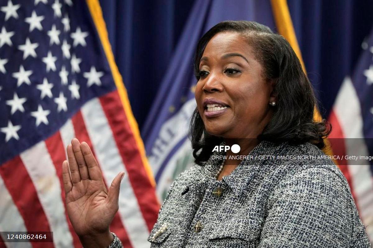 Lisa Cook takes the oath of office to serve as a member of the Board of Governors at the Federal Reserve System during a ceremony at the William McChesney Martin Jr. Building of the Federal Reserve May 23, 2022 in Washington, DC. - Getty Images via AFP