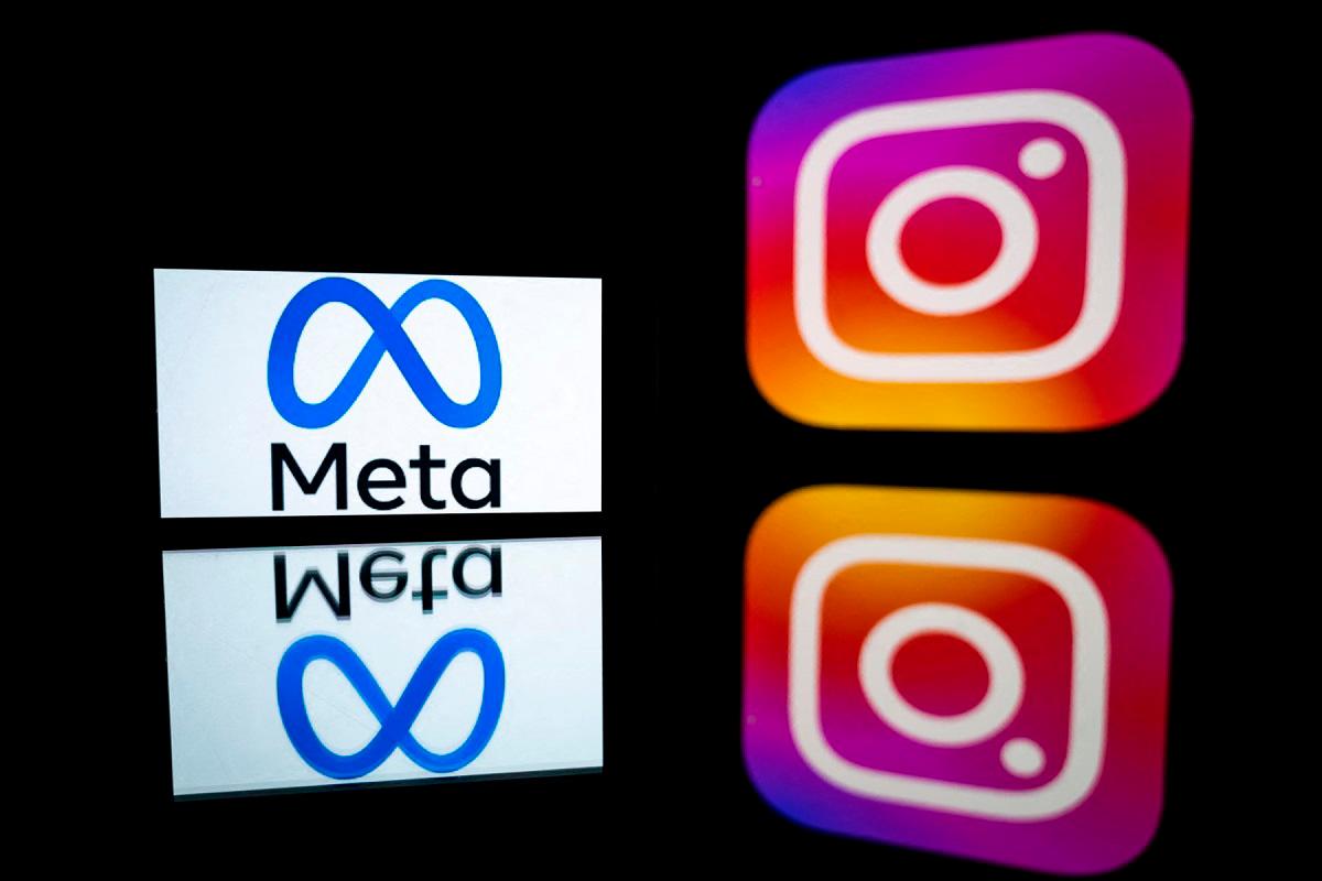 Logos of Instagram app and its parent company Meta. - Lionel BONAVENTURE / AFP