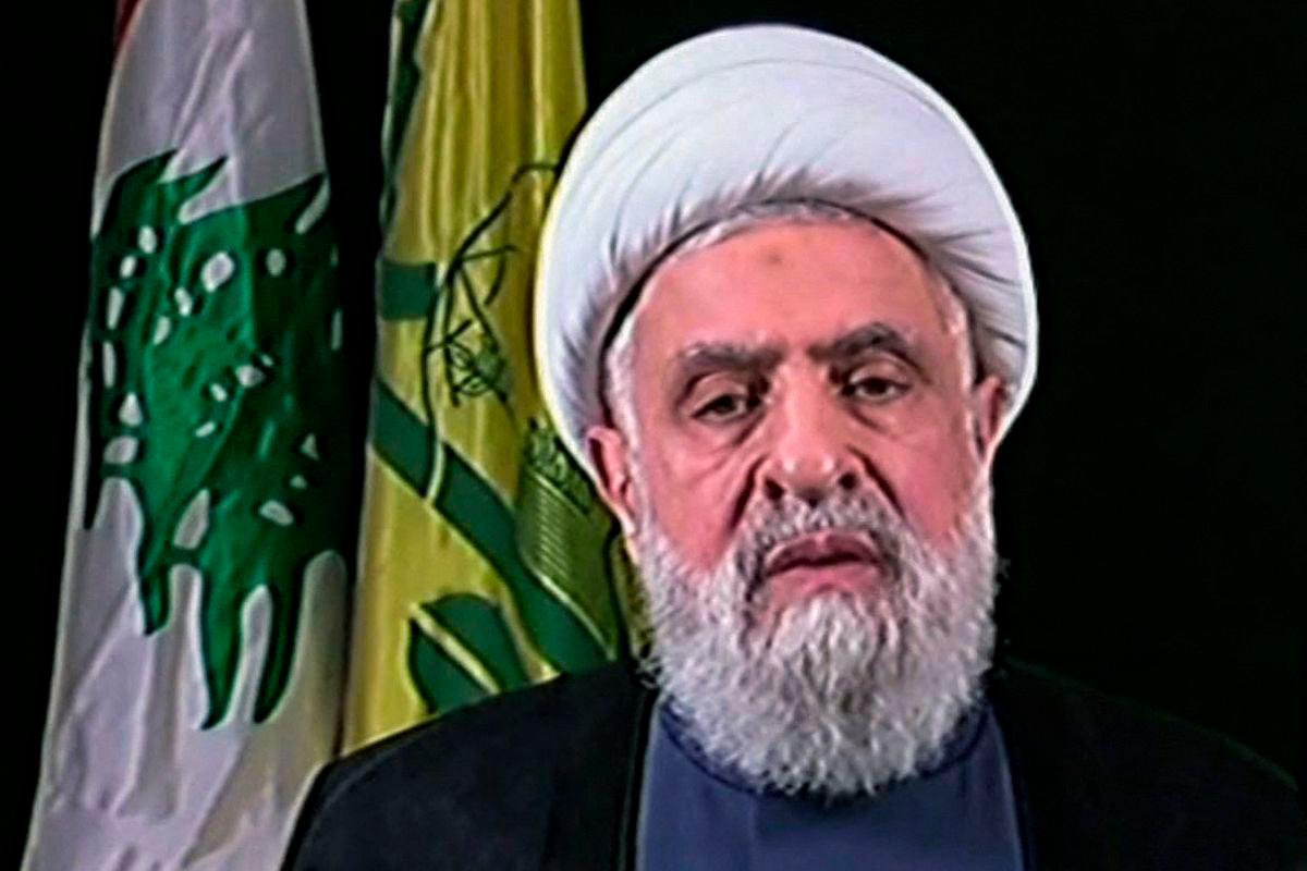 Hezbollah chief Naim Qassem. (Photo by Al-Manar / AFP)