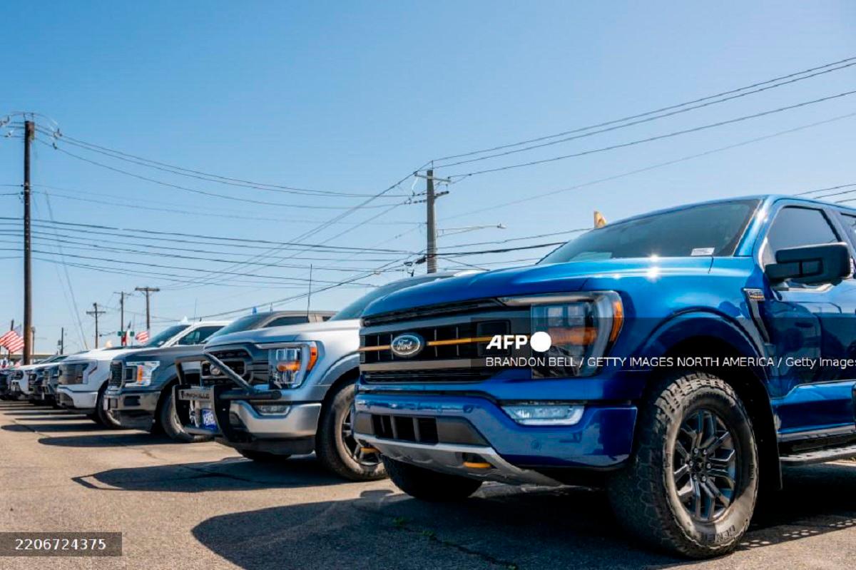 Ford-150 pickup trucks are displayed for sale at a dealership on March 24, 2025 in Austin, Texas. - Brandon Bell/Getty Images/AFP