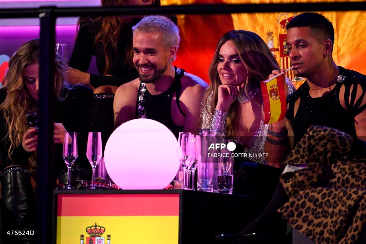 Spanish singer Melodía Ruiz Gutiérrez, known as Melody representing Spain with the song “Esa diva” reacts to the results announcement during the grand final of the Eurovision Song Contest 2025, at the St. Jakobshalle arena in Basel on May 18, 2025. (Photo by Fabrice COFFRINI / AFP)