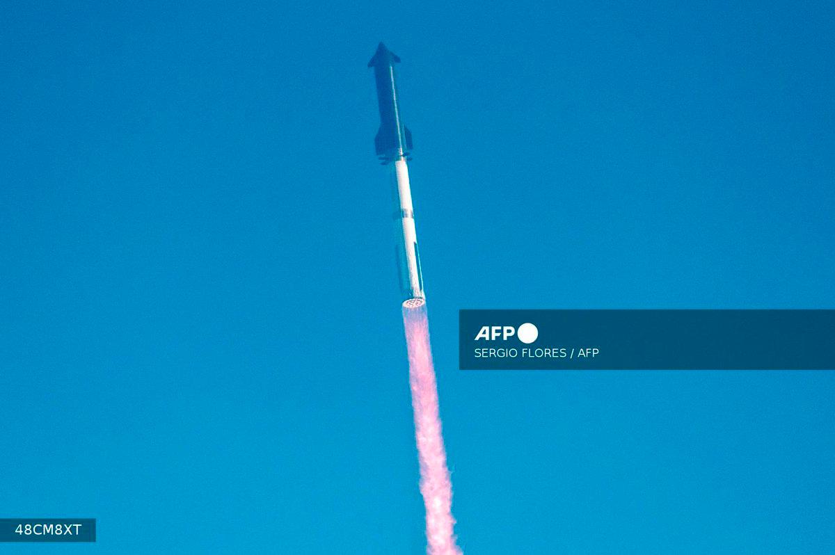 The SpaceX Starship rocket launches from Starbase, Texas, as seen from South Padre Island on May 27, 2025. - AFP