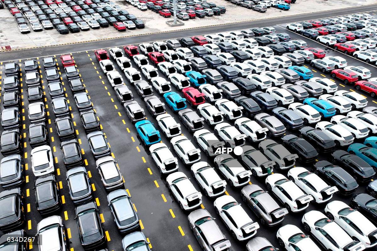 Chinese-made cars are seen before being loaded onto a ship at the port in Lianyungang, in China’s eastern Jiangsu province on June 20, 2025. (Photo by AFP)