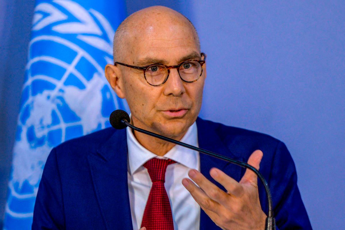 UN High Commissioner for Human Rights Volker Türk speaks during a press conference in Colombo on June 26, 2025. (Photo by AFP)