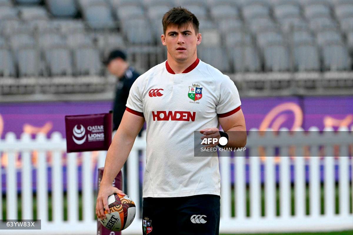 British &amp; Irish Lions’ player Dan Sheehan reacts during the Captain’s Run at Optus Stadium in Perth on June 27, 2025, ahead of the team’s rugby match against the Western Force. (Photo by SAEED KHAN / AFP)