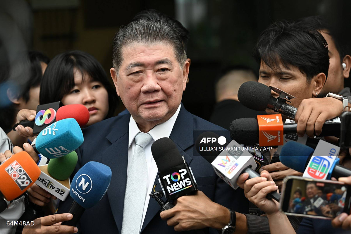 Thailand new acting Prime minister Phumtham Wechayachai speaks to media after a cabinet meeting at Government House in Bangkok on July 3, 2025. - AFP