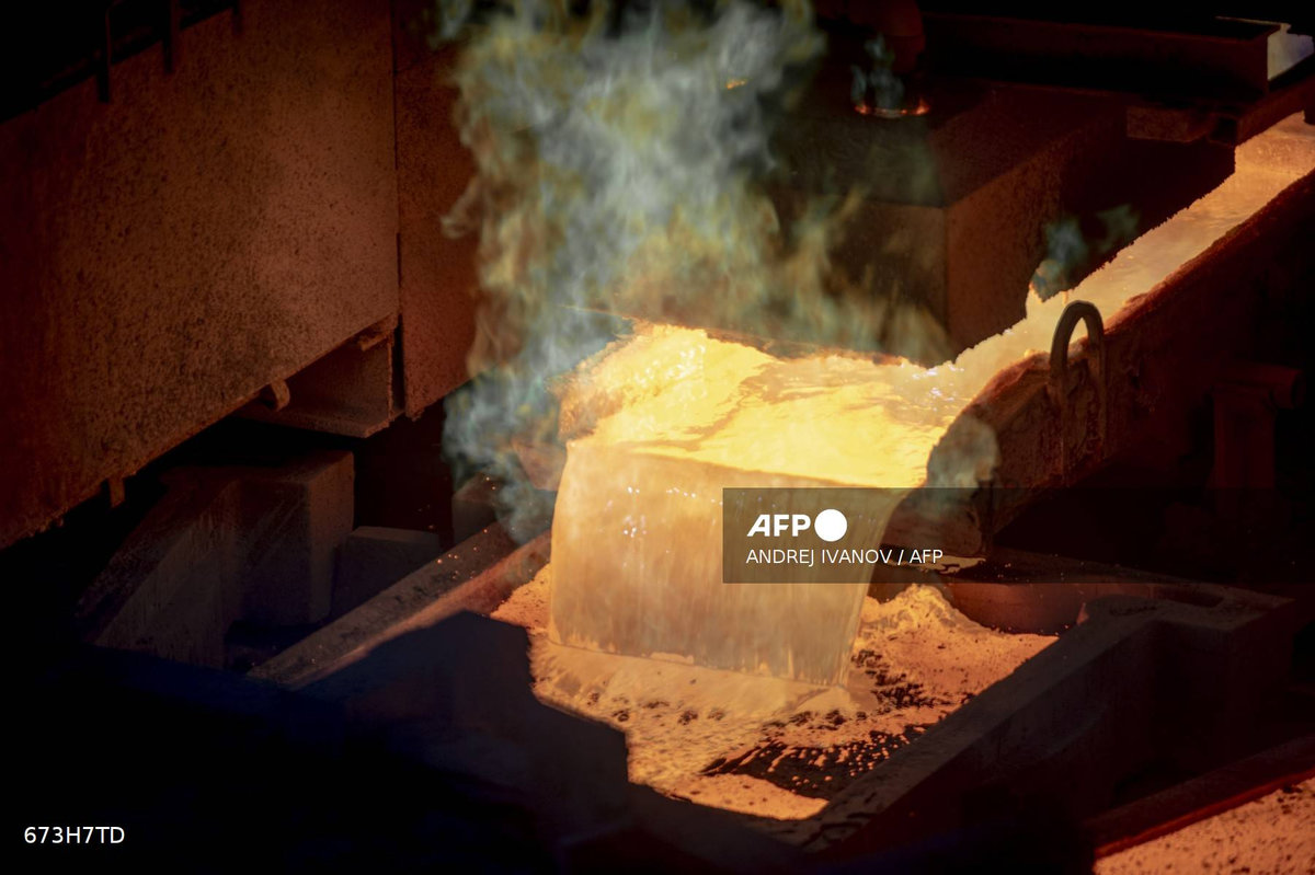 Molten copper is prepared at the Canadian Copper Refinery (CCR), owned by Glencore, in Montreal, Canada, on July 17, 2025. - AFP