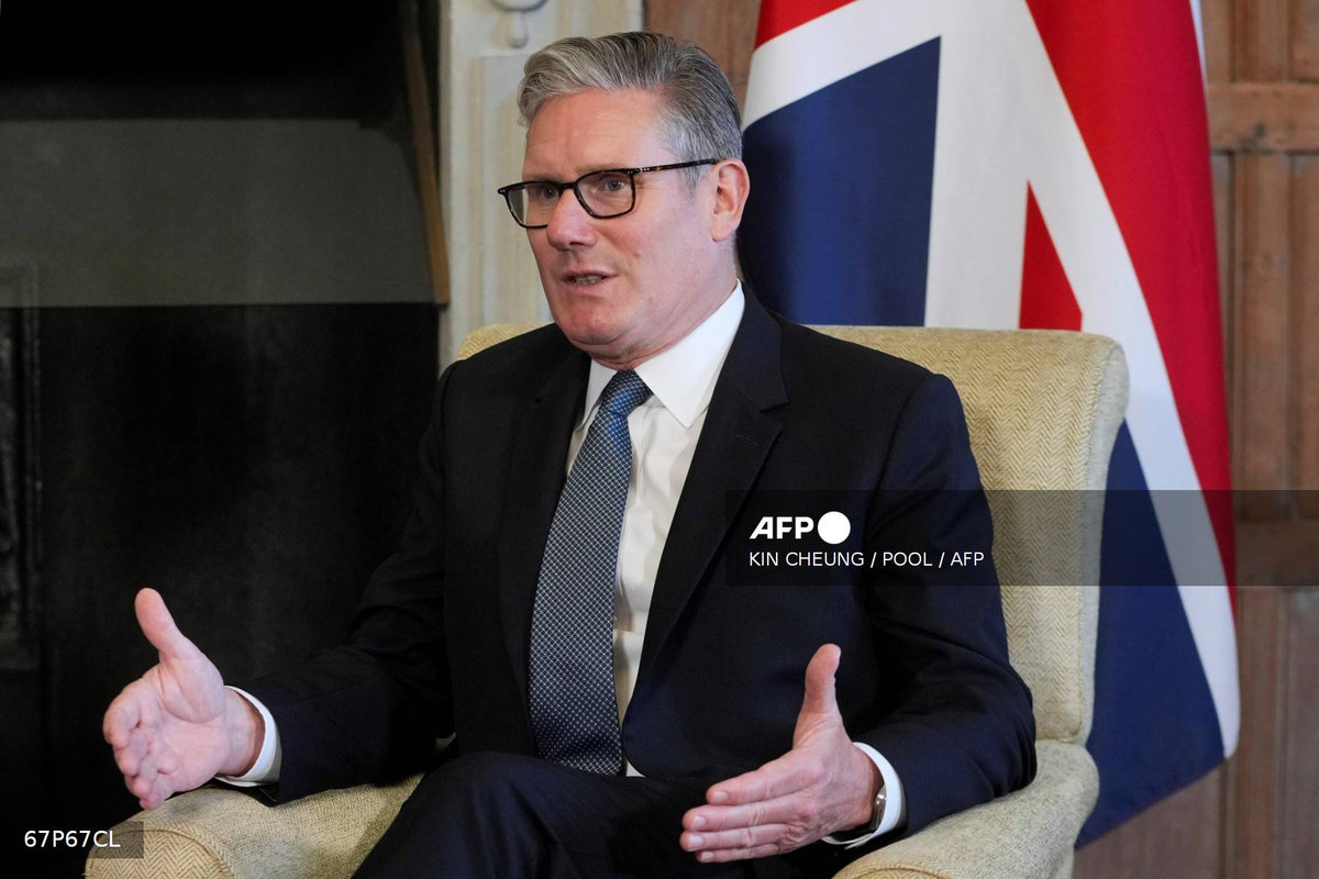 Britain's Prime Minister Keir Starmer speaks during a bilateral meeting with India's Prime Minister Narendra Modi with at Chequers, in Aylesbury, England, on July 24, 2025. - POOL via AFP