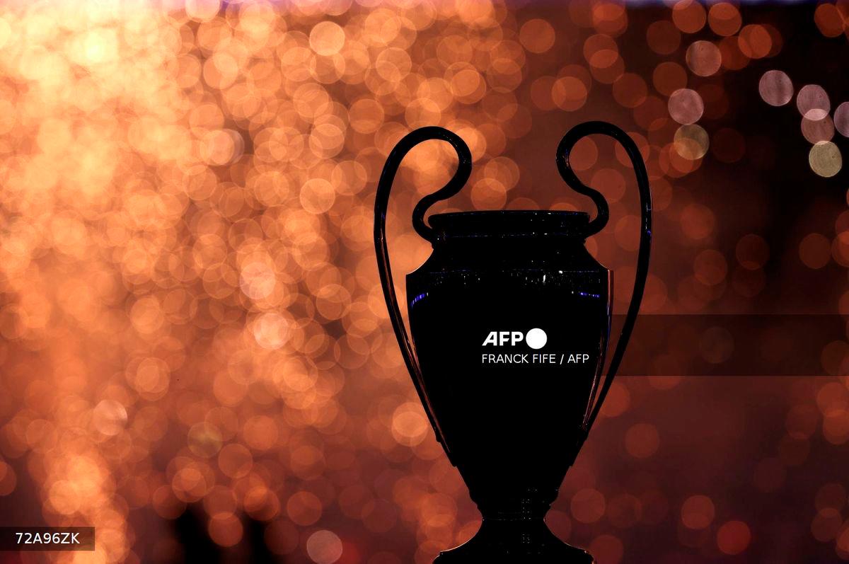 The UEFA Super Cup trophy is seen as the club celebrate the 2024–2025 season's trophies (Ligue 1, Coupe de France, Trophée des Champions, the UEFA Champions League) after the French L1 football match between Paris Saint-Germain (PSG) and Angers SCO at the Parc des Princes Stadium in Paris on August 22, 2025. - AFP