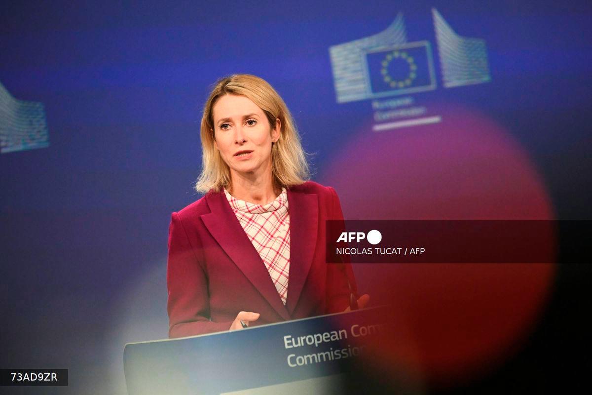 EU High Representative and Vice-President for Foreign Affairs and Security Policy Kaja Kallas reacts as she speaks during a press conference on the Mercosur trade agreement, at the EU headquarters, in Brussels, on September 3, 2025. - AFP