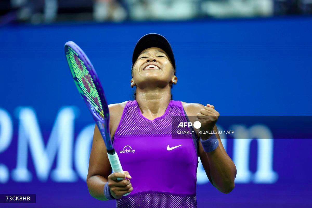 Japan's Naomi Osaka celebrates defeating Czech Republic's Karolina Muchova in their women's singles quarterfinal tennis match on day eleven of the US Open tennis tournament at the USTA Billie Jean King National Tennis Center in New York City on September 3, 2025. - AFP