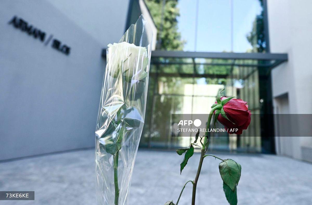 This picture shows two roses in front of Armani/Silos, a fashion art space dedicated to the Armani style, in Milan on September 5, 2025. - AFP