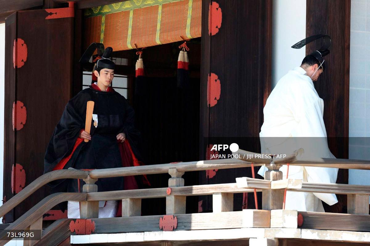 Japan’s Prince Hisahito (L) attends his coming-of-age ceremony at the Imperial Palace in Tokyo on September 6, 2025. - JAPAN POOL / JIJI PRESS / AFP