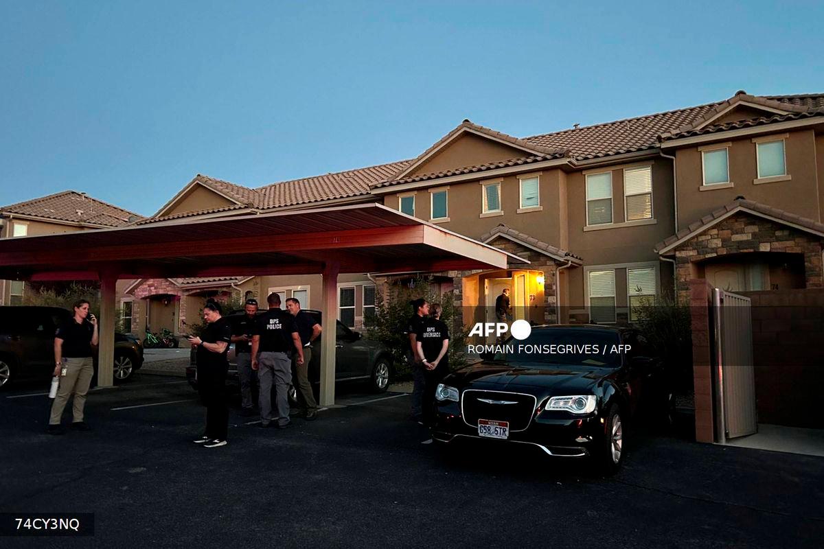 Forensic agents are seen at the apartment complex where Tyler Robinson, the 22-year-old suspected of killing right-wing activist Charlie Kirk, lives in St. George, Utah, on September 12, 2025. Photo by Romain FONSEGRIVES / AFP