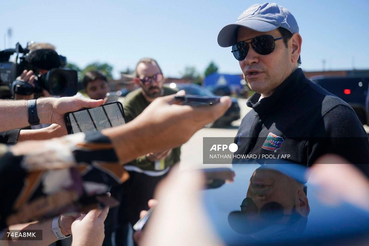 US Secretary of State Marco Rubio speaks to members of the media before departing for Israel at Joint Base Andrews, Maryland, on September 13, 2025. The United States is “not happy” about Israel’s air strikes targeting Hamas in Qatar, but the attack will not change Washington’s allied status with Israel, Secretary of State Marco Rubio said Saturday as he departed for the region. (Photo by Nathan Howard / POOL / AFP)