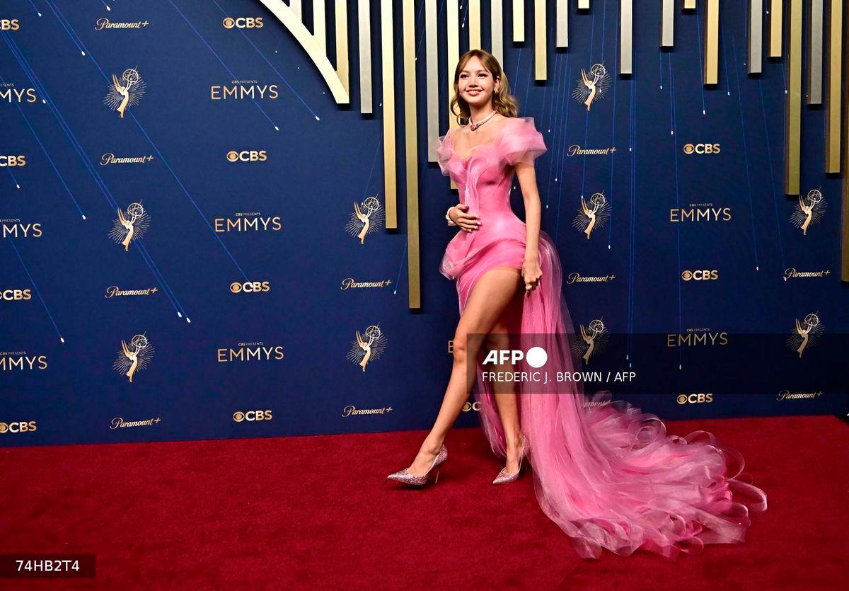 Thai actress singer Lalisa Manoban arrives for the 77th Primetime Emmy Awards at the Peacock Theatre at LA Live in Los Angeles on September 14, 2025. (Photo by Frederic J. BROWN / AFP) /