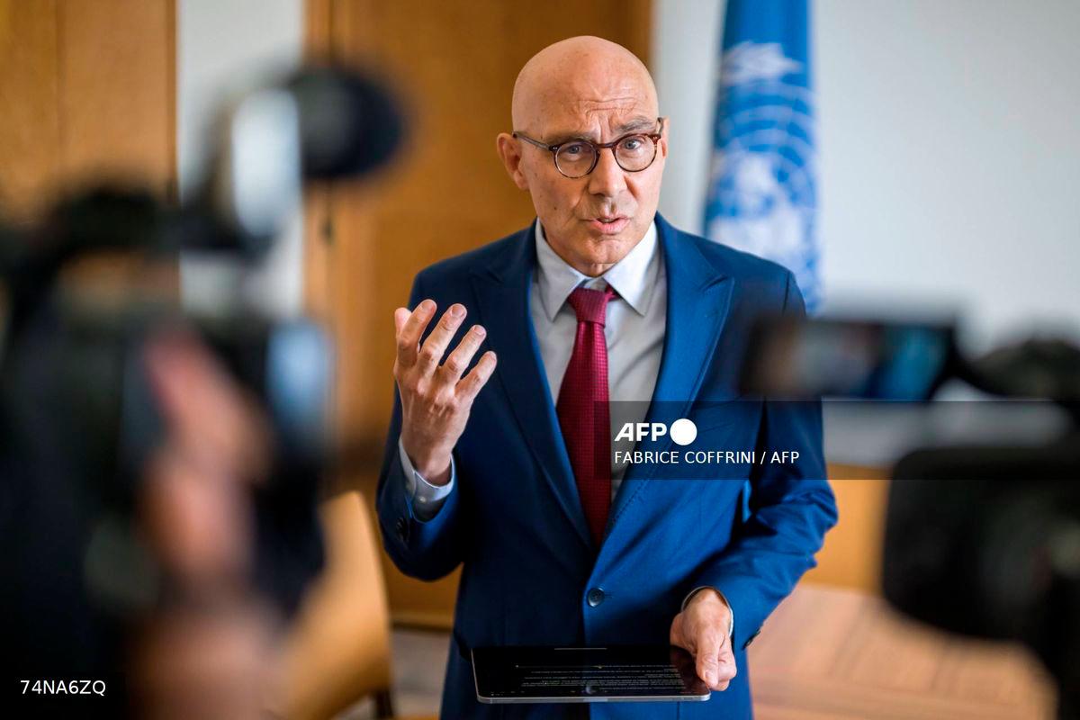 UN High Commissioner for Human Rights Volker Turk delivers a statement at the United Nations Offices in Geneva, on September 16, 2025. - AFP