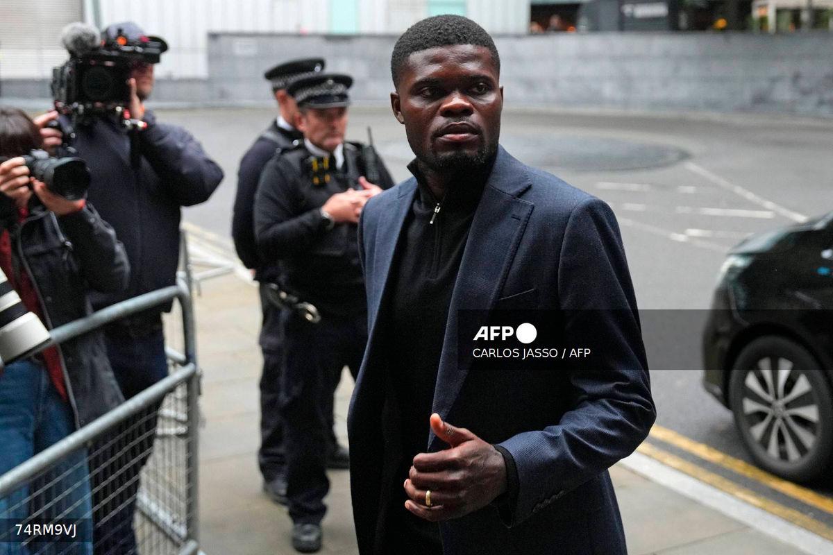 Ghanaian footballer Thomas Partey arrives at Southwark Crown Court in London on September 17, 2025. (Photo by CARLOS JASSO / AFP)