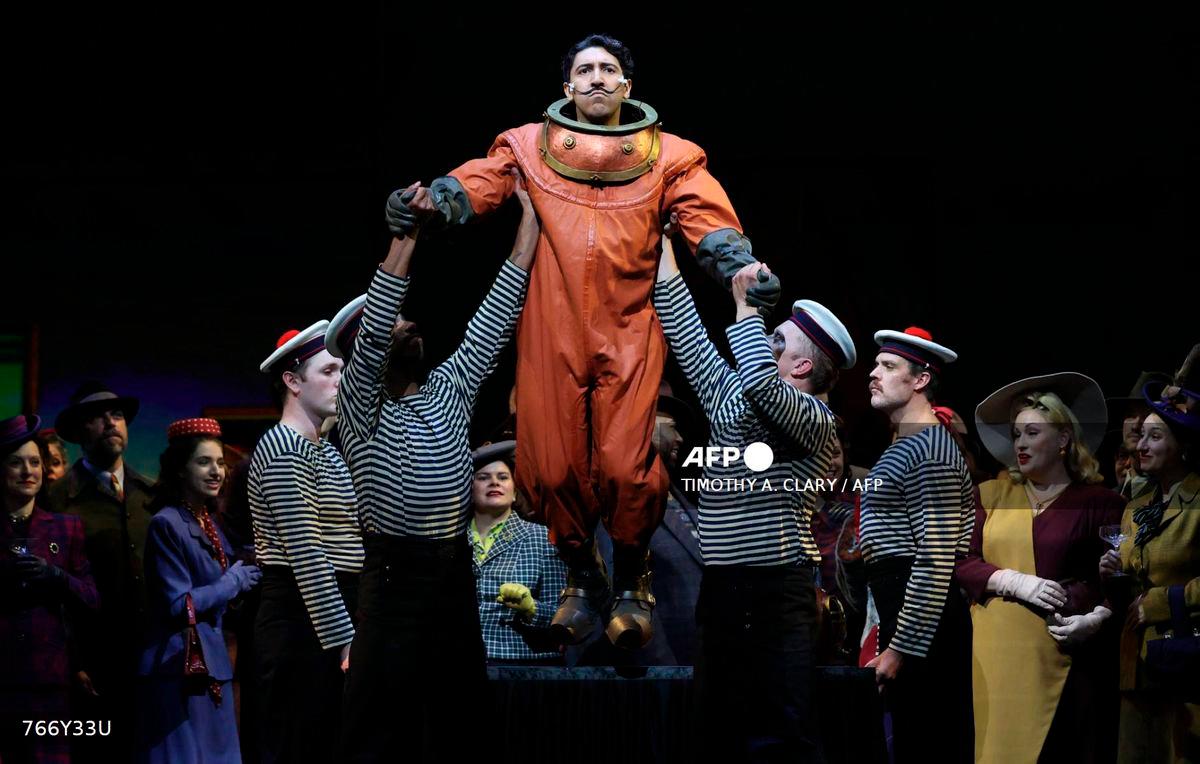 Mexican-US baritone Efrain Solis as Salvador Dali performs during the final dress rehearsal of Mason Bates' The Amazing Adventures of Kavalier &amp; Clay at the Metropolitan Opera in New York, September 18, 2025. - AFP