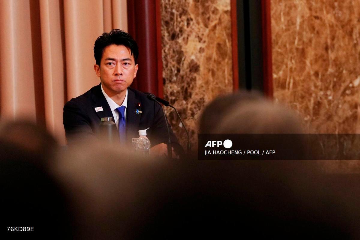 Japan's Agriculture Minister Shinjiro Koizumi reacts during the Liberal Democratic Party (LDP) Presidential Election Candidate Debate at Nihon Kisha Club in Tokyo on September 24, 2025. - POOL via AFP