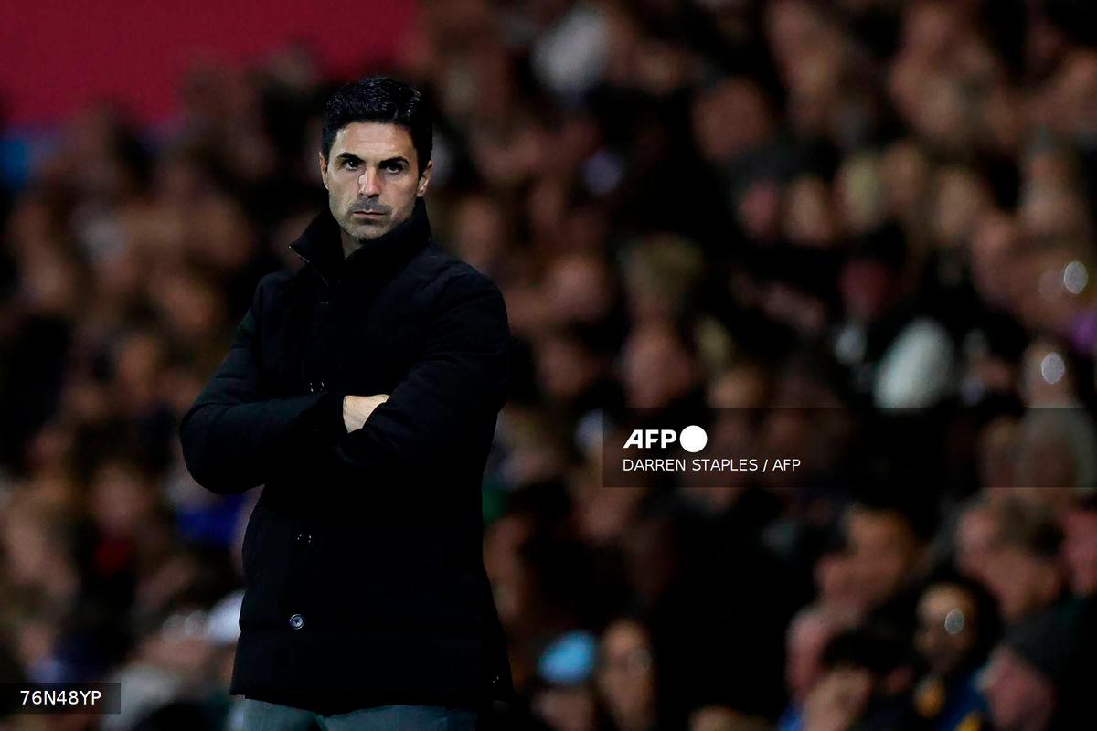 Arsenal's Spanish manager Mikel Arteta watches the players from the touchline during the English League Cup third round football match between Port Vale and Arsenal at Vale Park in Stoke-on-Trent, central England on September 24, 2025. - AFP