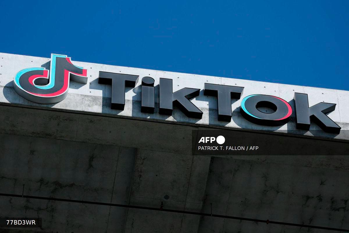 The TikTok logo is displayed on signage outside TikTok social media app company offices in Culver City, California on September 30, 2025. - AFP