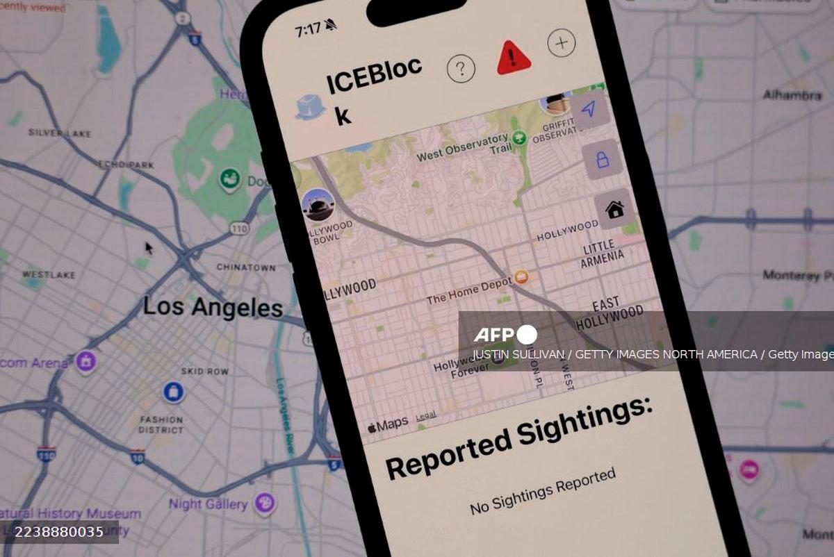In this photo illustration, the ICEBlock app is displayed on an Apple iPhone on October 02, 2025 in Los Angeles, California. Apple has removed the ICEBlock app from the App Store after a request by U.S. Attorney General Pam Bondi, citing officer safety issues. - Getty Images via AFP