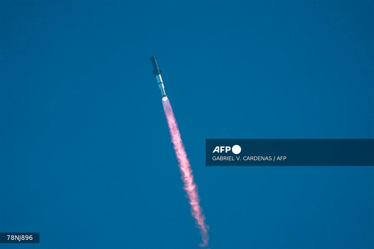 SpaceX’s Starship rocket 38 launches during the 11th test flight on October 13, 2025 as seen from South Padre Island in Texas. - AFPpix