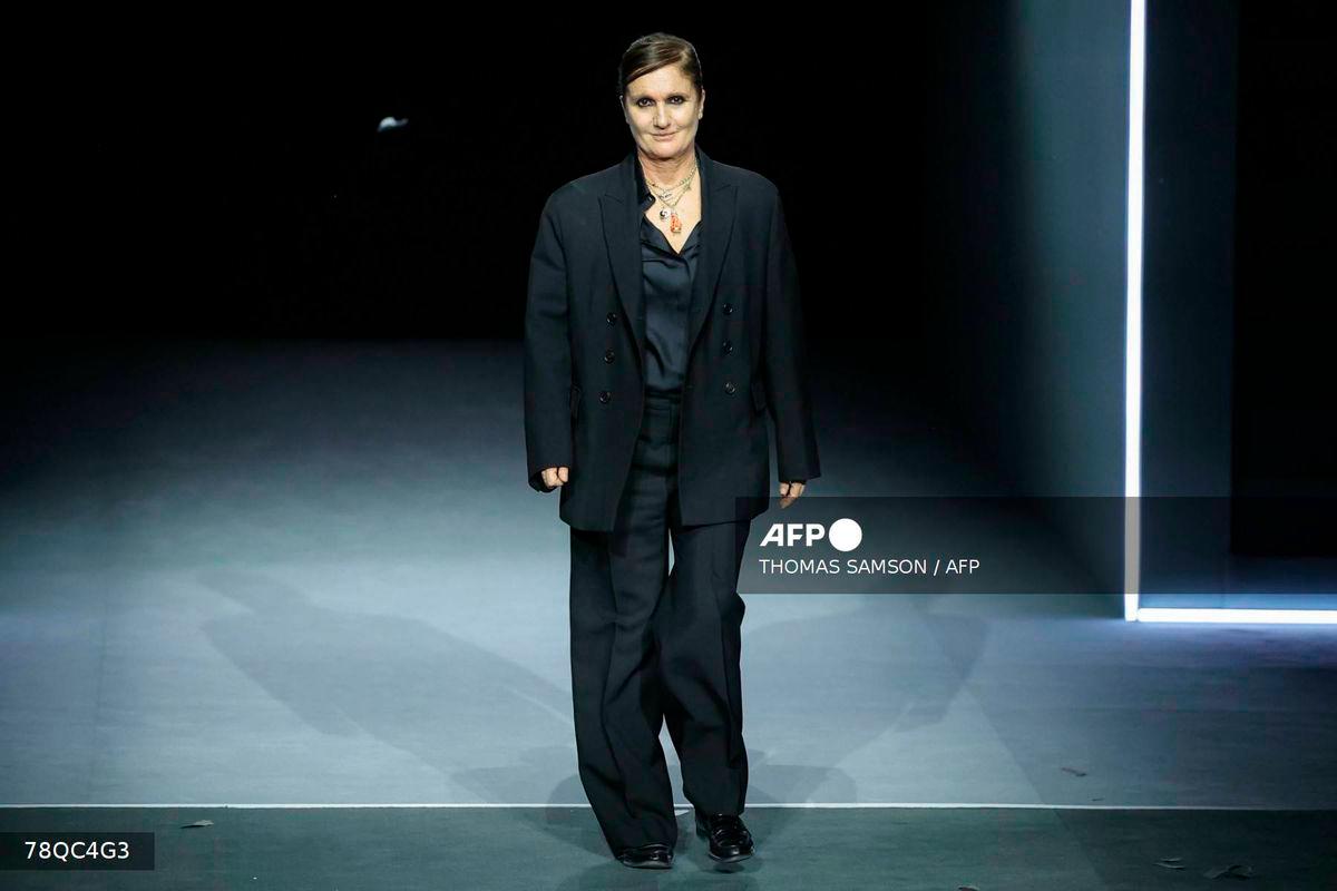 (FILES) Italian fashion designer Maria Grazia Chiuri acknowledges the audience following the presentation by Dior for the Womenswear Ready-to-wear Fall-Winter 2025/2026 collection as part of the Paris Fashion Week, in Paris on March 4, 2025. - AFP