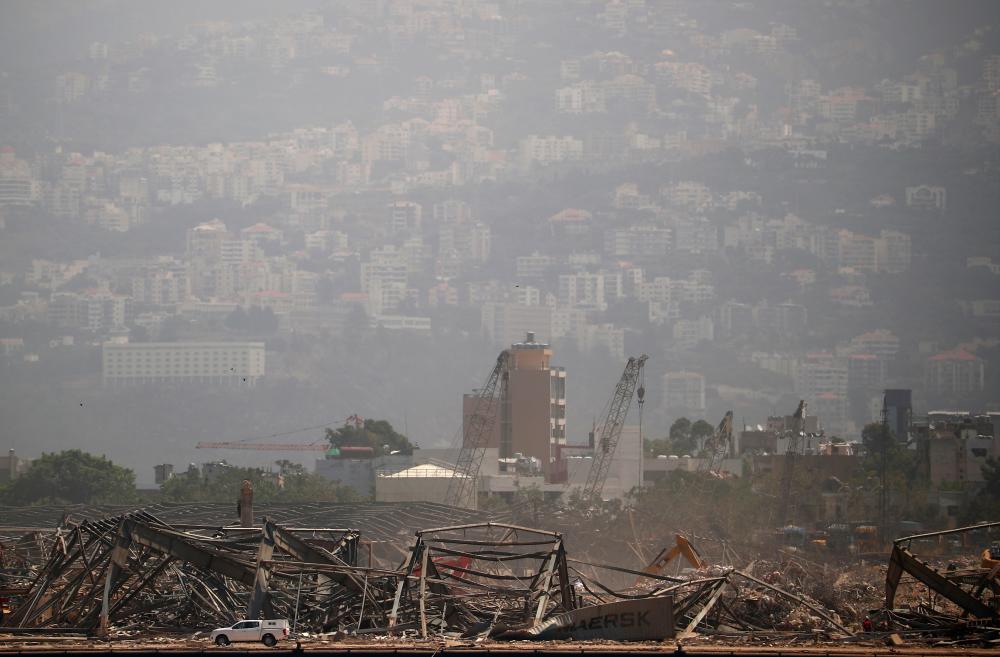 A general view shows damages at the site of Tuesday's blast in Beirut's port area, Lebanon Aug 8, 2020. - Reuters