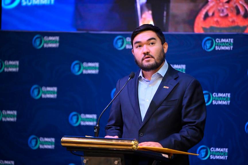 Tengku Amir speaking at the Climate Finance Summit 2025. He says climate finance is not an expense – it is an investment in survival.