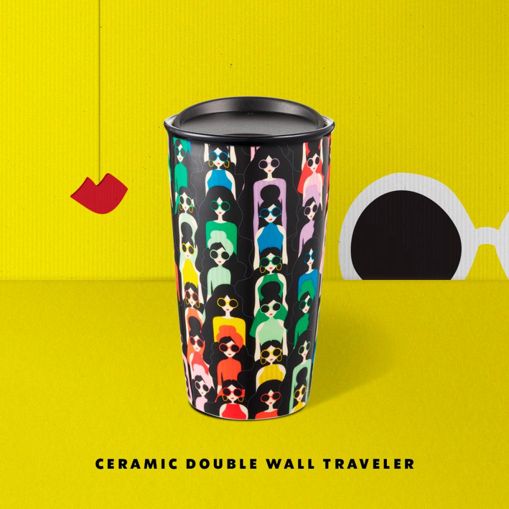 $!The Starbucks X alice + olivia ceramic double wall traveler.
