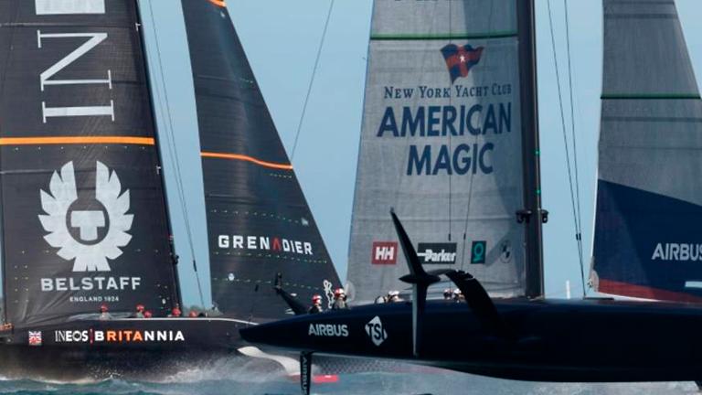 Sailing-INEOS Team UK stay unbeaten, American Magic's yacht capsizes