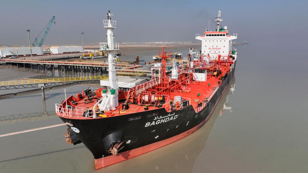 An Iraqi tanker bound for Suez Canal, with a cargo of fuel as aid for the Palestinians in Gaza, is moored at port in Basra, Iraq, on Thursday. – Reuterspic