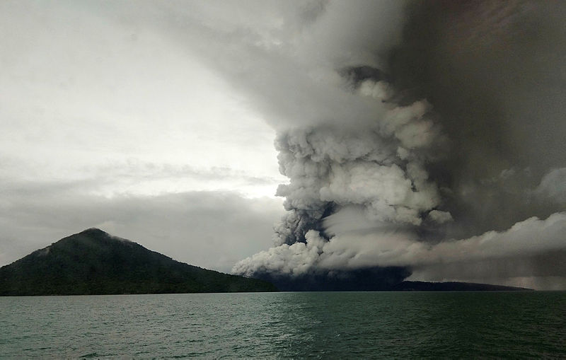 This picture taken on Dec 26, 2018 shows the Anak Krakatoa volcano erupting. — AFP