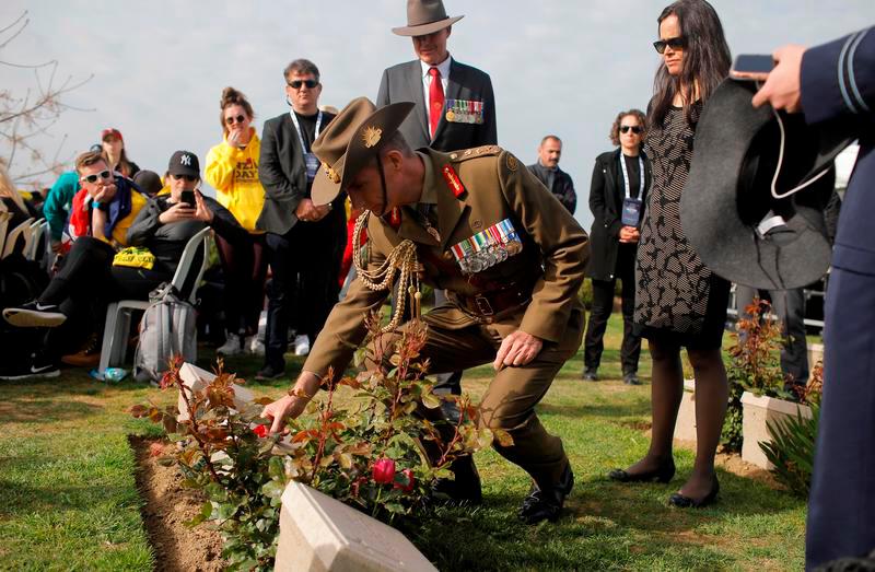 Australia’s Chief of Defence Forces Angus Campbell visits the Lone Pine Australian memorial to attend a ceremony to mark the 104th anniversary of the World War One battle of Gallipoli, in the Gallipoli peninsula in Canakkale, Turkey, April 25, 2019. — Reuters