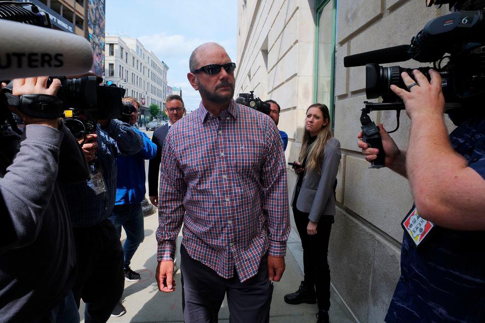 Jack Michael Teixeira arrives for the detention hearing for his son, Jack Douglas Teixeira, the US National Guardsman accused of leaking military secrets, at the federal courthouse in Worcester, Massachusetts, U.S., May 19, 2023. REUTERSPIX