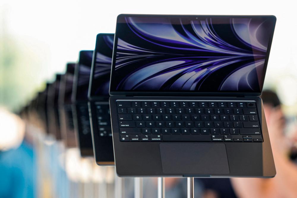 A new MacBook Air running M2 chip is displayed during Apple’s annual Worldwide Developers Conference in San Jose, California, yesterday. – Reuterspix